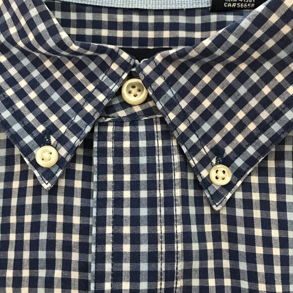 Chaps Easy Care Shirt Men XL Blue Plaid Button Down Pocket Crest Short Sleeve - Picture 10 of 14